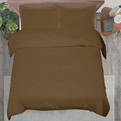 Royale Linens Chocolate Duvet Cover - Duvet Cover Set - 3 Piece Double Brushed Duvet Covers with Zipper Closure, 1 Duvet Cover  and 2 Pillow Shams ( Chocolate)