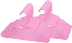 ROYALE Pink Plastic Hangers for Clothes - Heavy Duty Plastic Clothes Hanger Ideal for Everyday Standard Use - Lightweight & Space Saving Notched Plastic Hangers - Slim & Sleek Shoulder Groove