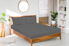 Royale Linens Fitted Sheet - Brushed Hotel Quality 1800 Ultra-Soft Wrinkle & Fade Resistant - Bottom Sheet - Deep Pocket Stretches Up to 16" - Fitted Sheet Only - Elastic Sheet ( Grey)