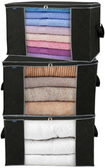 Royale Large Capacity Clothes Storage Bag Organizer with Strong Handle- 90L Fabric Bag - Zipper Closure - Storage Container for Organizing Bedroom, Closet, Clothing, Comforter with Clear Window