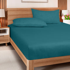Royale Linens 300 Thread Count 100% Long Staple Combed Cotton Fitted Sheet - Soft Deep Pocket Bottom Sheet -Silver Fitted Sheet  - Fitted Sheet Only - Elastic Sheet (Teal)