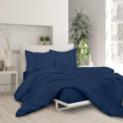 ROYALE Navy Duvet Cover- Washed Duvet Cover Set, 3 Piece Double Brushed Duvet Covers with Button Closure - 1 Duvet Cover and 2 Pillow Shams - Comforter Cover