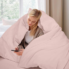 ROYALE LINENS Pink Duvet Cover - Duvet Cover Set - 3 Piece Double Brushed Duvet Covers with Zipper Closure, 1 Duvet Cover and 2 Pillow Shams ( Pink)
