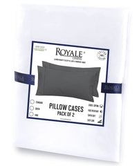 Royale Linens Pillowcase Set of 2 - Bed Pillow Cover  - White Pillowcases - 1800 Brushed Microfiber, Wrinkle & Fade Resistant - Soft & Cozy- Pillow Case ( White)