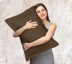 Royale Linens Pillow Shams 2 Pack - Brushed 1800 Microfiber - Bed Pillow Shams Wrinkle Resistant Super Soft and Cozy-Back Overlap Closure - Oxford Pillow Case (Chocolate)