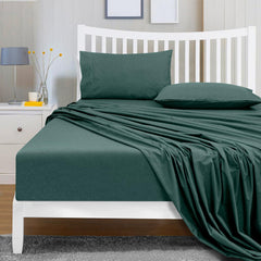 ROYALE LINENS 300 Thread Count 100% Long Staple Combed Cotton Textured Sheet Set - 3 Piece Twin Bed Sheet - 1 Fitted Sheet, 1 Flat Sheet, 1 Pillow case - Cool & Crisp Sheet Set(Textured Green)