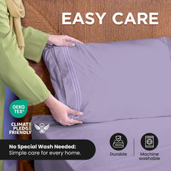 Royale Linens - 4 Piece Bed Sheet - Soft Brushed Microfiber 1800 Bedding Set - 1 Fitted Sheet, 1 Flat Sheet, 2 Pillowcase - Wrinkle & Fade Resistant Luxury Sheet Set (Lavender)