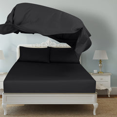 Royale Linen 2 Pack Bulk Flat Sheet Set - Top Sheet - Soft 1800 Microfiber - Wrinkle & Stain Resistant - for Hotel, Massage Table, Hospital, Dorm - Flat Sheet Sold Separately (Black)