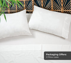 Royale Linens Cooling Pillow Cases Set of 2-100% Rayon Derived from Bamboo Cooling Pillowcase for Hot Sleepers - Soft & Silky Pillow Covers with Envelope Closure (White)