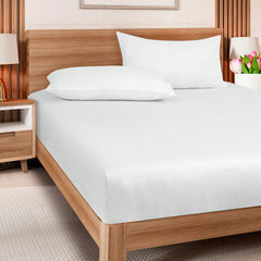 ROYALE LINENS 300 Thread Count 100% Long Staple Combed Cotton Fitted Sheet - Super Soft Deep Pocket Bottom Sheet - White Fitted Sheet  -Fitted Sheet Only - Elastic Sheet (White)