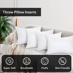 ROYALE LINENS Throw Pillow Insert - Square Pillow - Bed & Couch Pillow - Sofa Pillow Insert - Decorative Pillow Insert - Inner Cushion - Pillow & Shams Stuffer White 1 Pack Pillow Insert