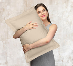 Royale Linens Pillow Shams 2 Pack -Brushed 1800 Microfiber - Bed Pillow Shams Wrinkle & Fade Resistant Super Soft and Cozy -Back Overlap Closure - Oxford Pillowcase (Sand)