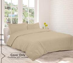 ROYALE LINENS Sand Duvet Cover - Duvet Cover Set - 3 Piece Double Brushed Duvet Covers with Zipper Closure, 1 Duvet Cover  and 2 Pillow Shams ( Sand)