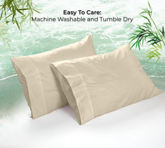Royale Linens Cooling Pillow Cases Set of 2-100% Rayon Derived from Bamboo Cooling Pillowcase for Hot Sleepers - Soft & Silky Pillow Covers with Envelope Closure (Sand)