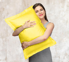 Royale Linens Pillow Shams 2 Pack - Brushed 1800 Microfiber - Bed Pillow Shams, Wrinkle & Fade Resistant Soft and Cozy - Back Overlap Closure - Oxford Pillowcase (Yellow)