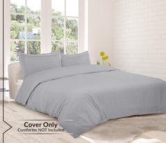 Royale Linens Silver Duvet Cover - Duvet Cover Set - 3 Piece Double Brushed Duvet Covers with Zipper Closure, 1 Duvet Cover and 2 Pillow Shams ( Silver)