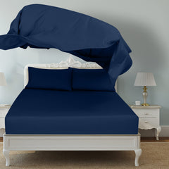 Royale Linen 2 Pack Bulk Flat Sheet Set - Top Sheet - Soft 1800 Microfiber - Wrinkle & Stain Resistant - for Hotel, Massage Table, Hospital, Dorm - Flat Sheet Sold Separately (Navy)