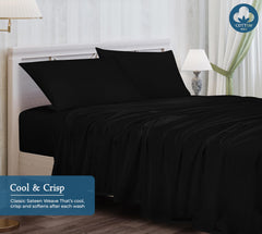 ROYALE LINENS 400 Thread Count 100% American Grown Cotton 4 Piece Sateen Sheet Set - 1 Fitted Sheet, 1 Flat Sheet, 2 Pillow case - Black Bedsheet - Cotton Sheets - ( Night Black)