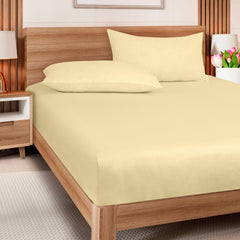 ROYALE LINENS 300 Thread Count 100% Long Staple Combed Cotton Fitted Sheet - Soft Deep Pocket Bottom Sheet - Yellow Fitted Sheet Size - Fitted Sheet Only - Elastic Sheet (Yellow)