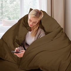 Royale Linens Chocolate Duvet Cover - Duvet Cover Set - 3 Piece Double Brushed Duvet Covers with Zipper Closure, 1 Duvet Cover  and 2 Pillow Shams ( Chocolate)