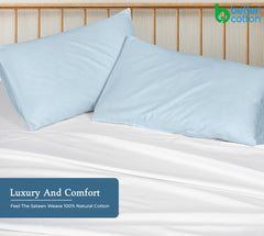 Royale Linens 400 Thread Count 100% American Grown Cotton Pillowcase Set - Luxury Sateen Pillow case - 20"x30" Inch - Soft & Smooth Set of 2 Blue Pillowcases - ( Caribbean Blue)