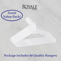 ROYALE Plastic Hangers - White Plastic Hangers - Clothes Hanger With Hooks – Heavy Duty Space Saving Coat Hangers Ideal For Everyday Use For Tops, Skirt, Dress, Shirts, Pants (White)