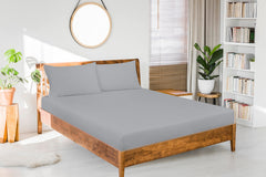 Royale Linens Fitted Sheet - Brushed Hotel Quality 1800 Ultra-Soft Wrinkle & Fade Resistant - Bottom Sheet - Deep Pocket Stretches Up to 16" - Fitted Sheet Only - Elastic Sheet (Silver)