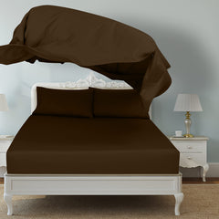 Royale Linen 2 Pack Bulk Flat Sheet Set - Top Sheet - Soft 1800 Microfiber - Wrinkle & Stain Resistant - for Hotel, Massage Table, Hospital, Dorm - Flat Sheet Sold Separately ( Chocolate)