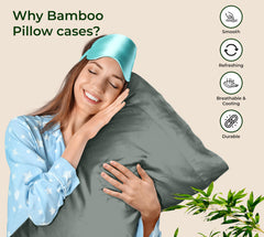 Royale Linens Cooling Pillow Cases Set of 2-100% Rayon Derived from Bamboo Cooling Pillowcase for Hot Sleepers - Soft & Silky Pillow Covers with Envelope Closure (Grey)