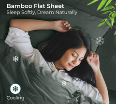 Royale Linens Bamboo Viscose Flat Sheets Only - Cooling Sheets - Organic Viscose Derived from Bamboo -  Flat Sheet Only - Top Sheet - Breathable & Silky Bedding (Grey)