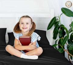 400 Thread Count 100% American Grown Cotton Flat Sheet - Cooling Sheets - Sheets - Luxury Sateen Weave - Flat Sheet Sold Separately - Soft Black Flat Sheet Only ( Night Black)