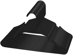 ROYALE Black Plastic Hangers for Clothes - Heavy Duty Plastic Clothes Hanger Ideal for Everyday Standard Use - Lightweight & Space Saving Notched Plastic Hangers - Slim & Sleek Shoulder Groove