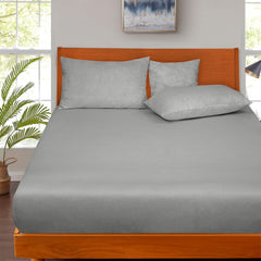 Royale LINENS 300 Thread Count 100% Long Staple Combed Cotton Fitted Sheet - Soft Deep Pocket Bottom Sheet - Silver Fitted Sheet - Fitted Sheet Only - Elastic Sheet (Silver)