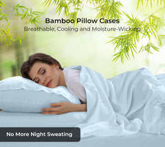 Royale Linens Cooling Pillow Cases Set of 2-100% Rayon Derived from Bamboo Cooling Pillowcase for Hot Sleepers - Soft & Silky Pillow Covers with Envelope Closure (Lake Blue)