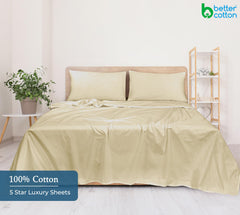 400 Thread Count 100% American Grown Cotton Flat Sheet - Cooling Sheets - Sheets - Luxury Sateen Weave - Flat Sheet Sold Separately - Sand Flat Sheet Only (Moroccan Sand)