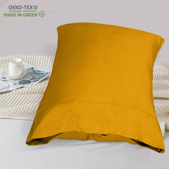 ROYALE LINENS 300 Thread Count 100% Long Staple Combed Cotton Pillowcases Set of 2 - Ultra Soft - Bed Pillow Cover - -Breathable, Cool & Crisp Percale Yellow Pillow Cases ( Yellow)