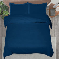 ROYALE LINENS Navy Duvet Cover  - Duvet Cover Set - 3 Piece Double Brushed Duvet Covers with Zipper Closure, 1 Duvet Cover and 2 Pillow Shams ( Navy)