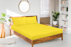 Royale Linens Fitted Sheet - Brushed Hotel Quality 1800 Soft Wrinkle & Fade Resistant - Bottom Sheet - Deep Pocket Stretches Up to 16" - Fitted Sheet Only - Elastic Sheet (Yellow)