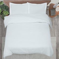ROYALE LINENS White Duvet Cover - Duvet Cover Set - 3 Piece Double Brushed Duvet Covers with Zipper Closure, 1 Duvet Cover and 2 Pillow Shams (White)