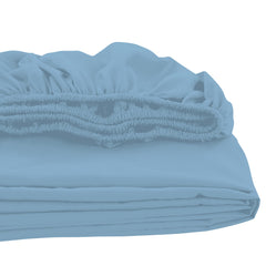 Royale Linens Fitted Sheet - Brushed Hotel Quality 1800 Ultra-Soft Wrinkle & Fade Resistant - Bottom Sheet - Deep Pocket Stretches Up to 16" - Fitted Sheet Only - Elastic Sheet (Lake Blue)