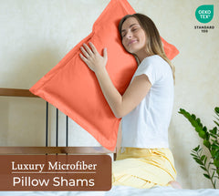 Royale Linens Pillow Shams 2 Pack - Brushed 1800 Microfiber - Bed Pillow Shams, Wrinkle Resistant Super Soft and Cozy - Back Overlap Closure - Oxford Pillowcases (Coral)