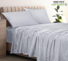 400 Thread Count 100% American Grown Cotton Flat Sheet - Cooling Sheets - Sheets - Luxury Sateen Weave - Flat Sheet Sold Separately - Silver Flat Sheet Only ( Spanish Silver)