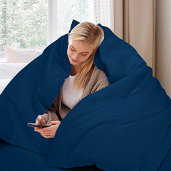 ROYALE LINENS Navy Duvet Cover  - Duvet Cover Set - 3 Piece Double Brushed Duvet Covers with Zipper Closure, 1 Duvet Cover and 2 Pillow Shams ( Navy)