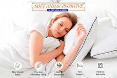 ROYALE LINENS Pillows Size Set of 2 - Bed Pillows for Sleeping - Piping Pillow for Back, Stomach or Side Sleepers - Down Alternative Pillows - Soft Hotel Quality (Pack of 2)