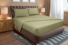 ROYALE LINENS Striped Bed Sheet Set - Microfiber 1800 Bedding - 1 Fitted Sheet, 1 Flat Sheet, 2 Pillowcase - Wrinkle & Fade Resistant - 4 Piece Damask Stripe Bed Sheet Set (Stripe SageGreen)