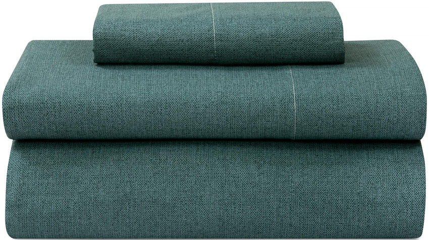 ROYALE LINENS 300 Thread Count 100% Long Staple Combed Cotton Textured Sheet Set - 3 Piece Twin Bed Sheet - 1 Fitted Sheet, 1 Flat Sheet, 1 Pillow case - Cool & Crisp Sheet Set(Textured Green)