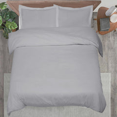 Royale Linens Silver Duvet Cover - Duvet Cover Set - 3 Piece Double Brushed Duvet Covers with Zipper Closure, 1 Duvet Cover and 2 Pillow Shams ( Silver)
