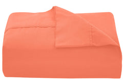 Royale Linens Flat Sheet Only - Brushed 1800 Microfiber - Ultra Soft & Breathable - Wrinkle & Stain Resistant - Hotel Quality Flat Sheet Sold Separately - Top Sheet For Bed - ( Coral)