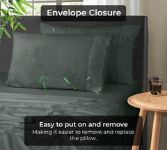 Royale Linens Cooling Pillow Cases Set of 2-100% Rayon Derived from Bamboo Cooling Pillowcase for Hot Sleepers - Soft & Silky Pillow Covers with Envelope Closure (Grey)
