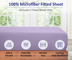 Royale Linens Fitted Sheet - Brushed Hotel Quality 1800 Soft Wrinkle & Fade Resistant - Bottom Sheet - Deep Pocket Stretches Up to 16" - Fitted Sheet Only - Elastic Sheet (Lavendar)